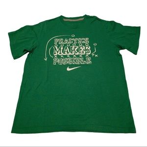 Nike Boys Green Practice Makes Possible Tee Large